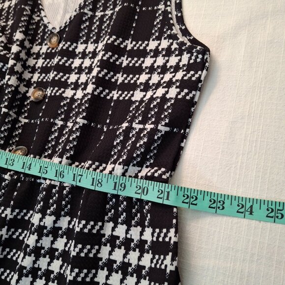Plus Palazzo Wide Leg Jumpsuit, LG Stretch, Plaid Geometric, Slip On, New w Tags - Picture 9 of 16